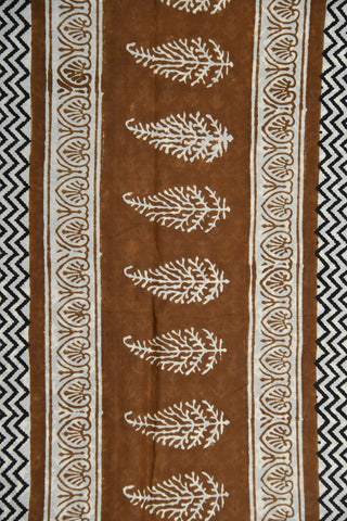 Small Floral Buttis Printed Black Jaipur Cotton Saree