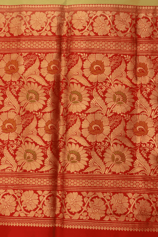 Contrast Border Pale Yellow Banarasi Silk Saree