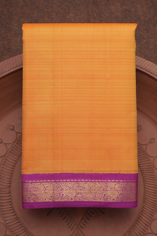 Korvai Border Plain Mango Yellow Kanchipuram Silk Saree