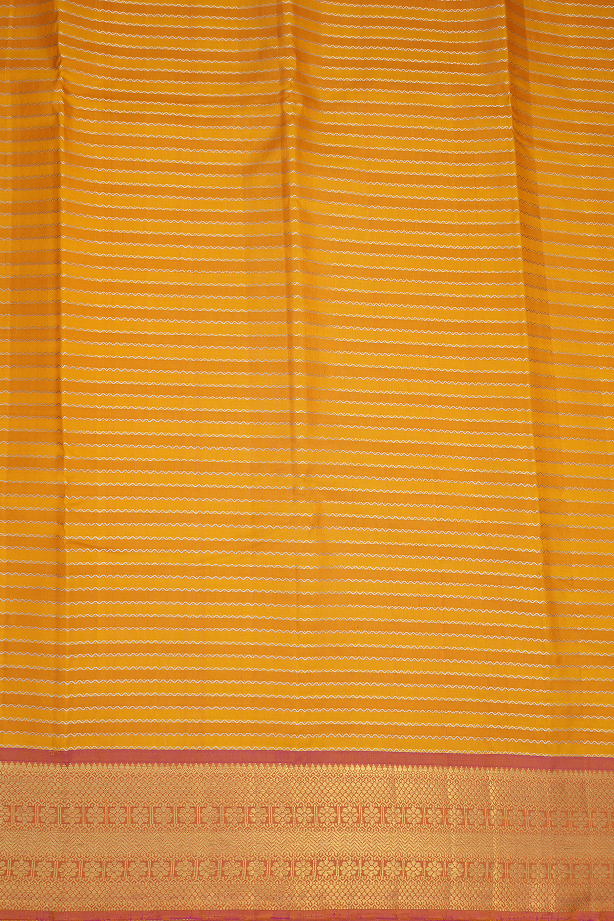 Neli Threadwork Design Saffron Yellow Kanchipuram Silk Saree