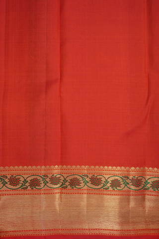 Traditional Design Reddish Orange Kanchipuram Silk Saree