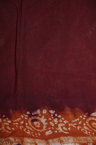 Batik Paisley Printed Ombre Brick Orange And Brown Hyderabad Cotton Saree