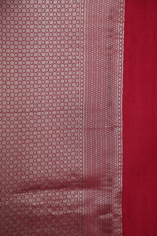 Allover Silver Zari Pattern Orange Mysore Silk Saree
