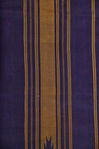 Blue Checks With Temple Design Silk Border Pink Kanchi Cotton Saree