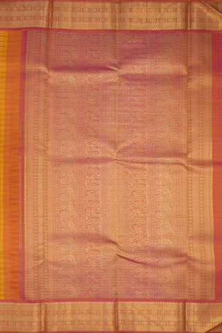 Neli Threadwork Design Saffron Yellow Kanchipuram Silk Saree
