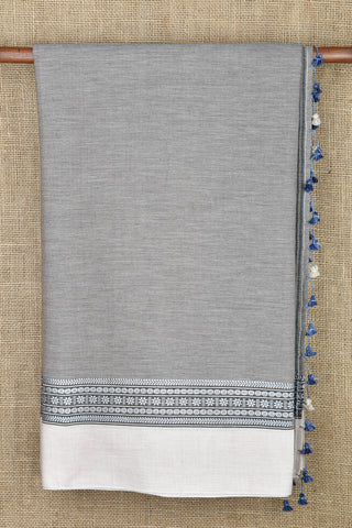 Rudraksha Butta Border Grey Bengal Cotton Saree