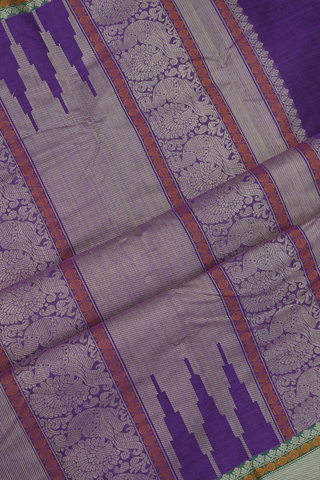 Checks With Buttis Purple Chettinadu Cotton Saree