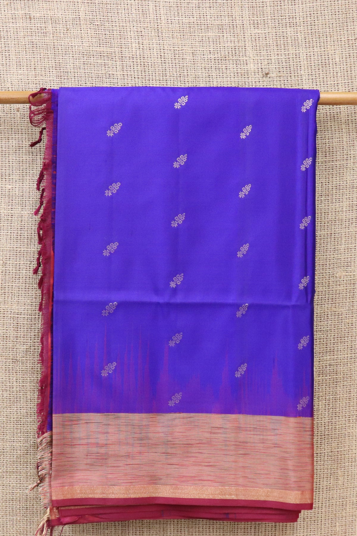 Floral Zari Butta Blue Kanchipuram Silk Saree