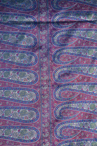 Thread Work Paisley Design Lapis Blue Banaras Silk Saree
