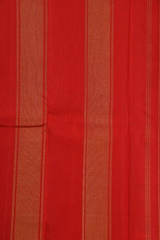 Temple Border Red Stripes Khaki Brown Kanchipuram Silk Saree