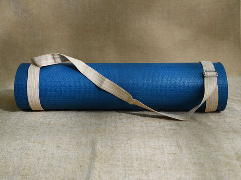 Cream Color Hand Spun Cotton Yoga Mat Bag With Belt