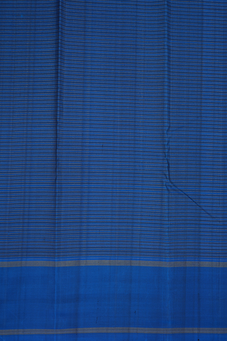 Allover Stripes Design Steel Blue Kanchipuram Silk Saree