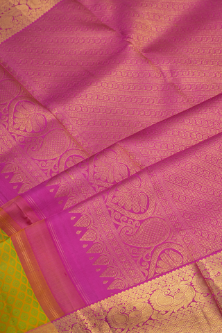 Threadwork With Buttas Golden Yellow Kanchipuram Silk Saree