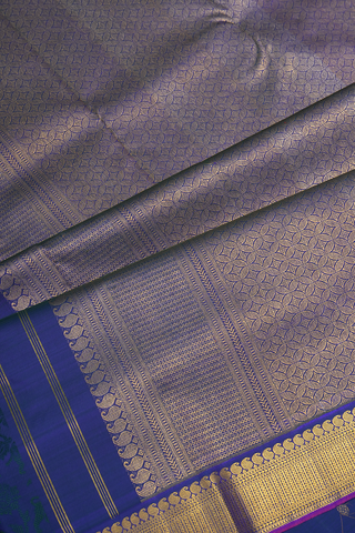 Jacquard Pattern Navy Blue Kanchipuram Silk Saree