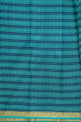 Allover Diamond Printed Design Teal Blue Ahmedabad Cotton Saree