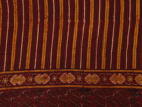 Ajrakh Printed Maroon Cotton Unstitched Salwar Material