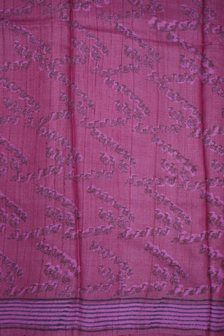 Allover Birds Printed Mulberry Pink Tussar Silk Saree