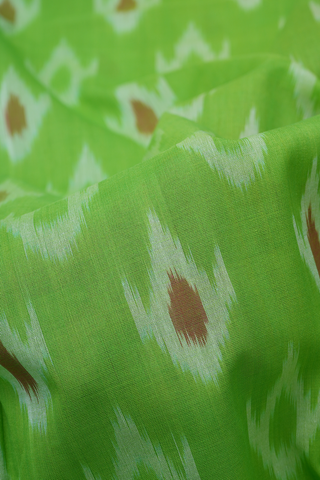 Allover Buttas Design Parrot Green Pochampally Cotton Saree