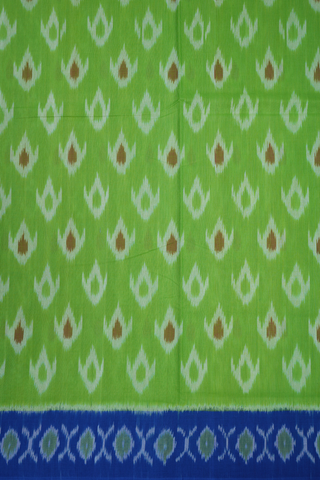 Allover Buttas Design Parrot Green Pochampally Cotton Saree