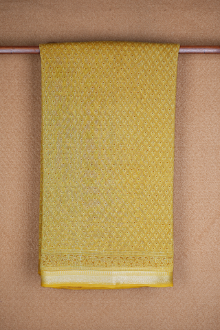 Allover Buttis Design Light Yellow Chanderi Cotton Saree