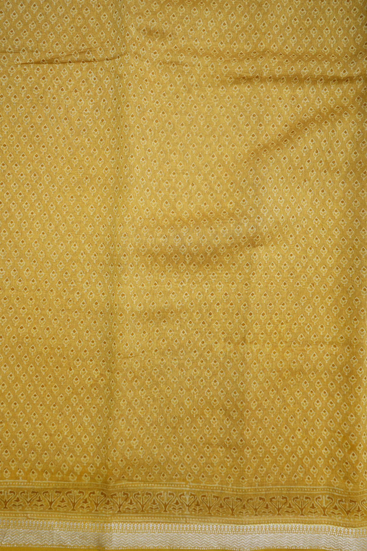 Allover Buttis Design Light Yellow Chanderi Cotton Saree