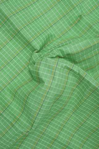 Allover Checked Design Pastel Green Narayanpet Cotton Saree