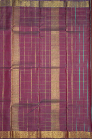 Allover Checked Mulberry Pink Kanchipuram Silk Saree