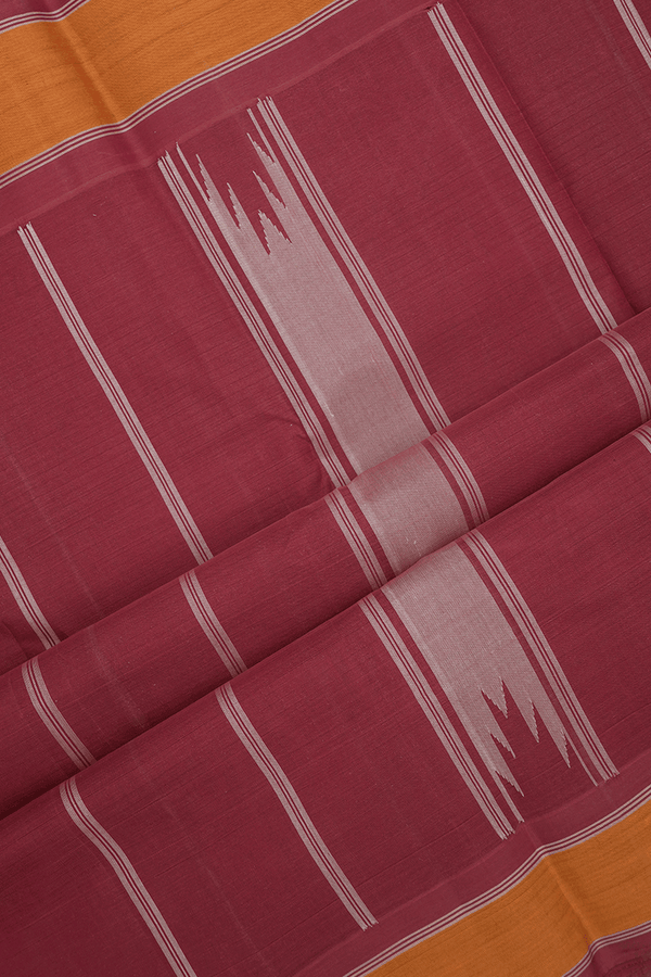Allover Checks Design Cream Color Kanchi Cotton Saree