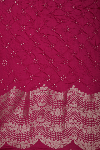 Allover Checks Design Hot Pink Bandhani Silk Saree