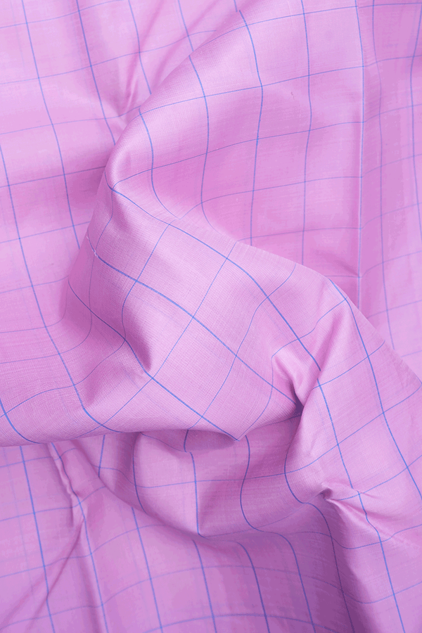 Allover Checks Design Light Pink Kanchipuram Silk Saree