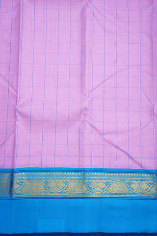 Allover Checks Design Light Pink Kanchipuram Silk Saree