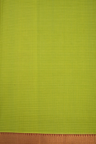 Twill Weave Zari Border Lime Green Mangalagiri Cotton Saree