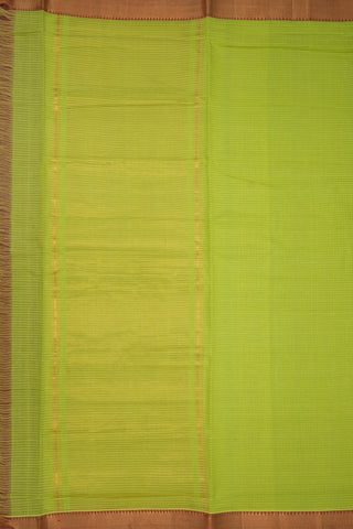 Twill Weave Zari Border Lime Green Mangalagiri Cotton Saree