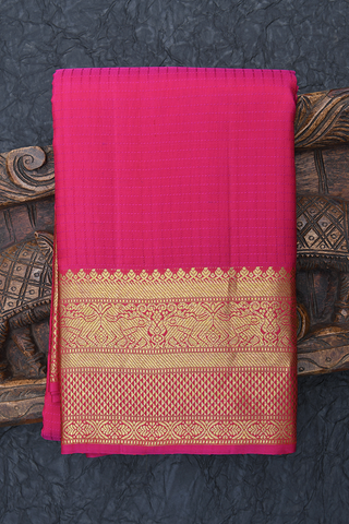 Allover Checks Design Magenta Kanchipuram Silk Saree