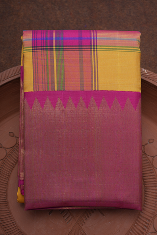 Allover Checks Design Multicolor Kanchipuram Silk Saree