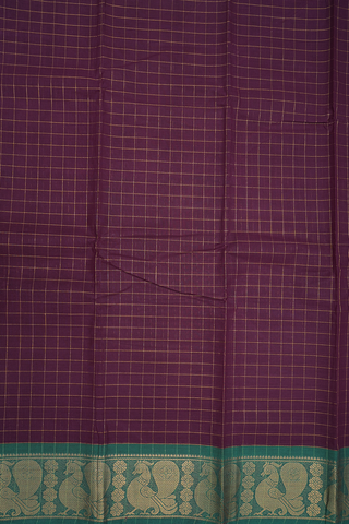 Allover Checks Design Plum Purple Chettinadu Cotton Saree