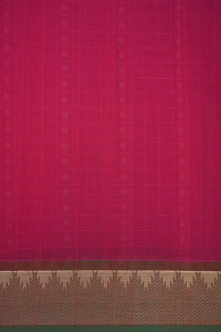 Allover Checks Design Rani Pink Coimbatore Cotton Saree