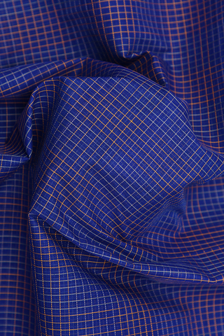 Allover Checks Design Royal Blue Coimbatore Cotton Saree