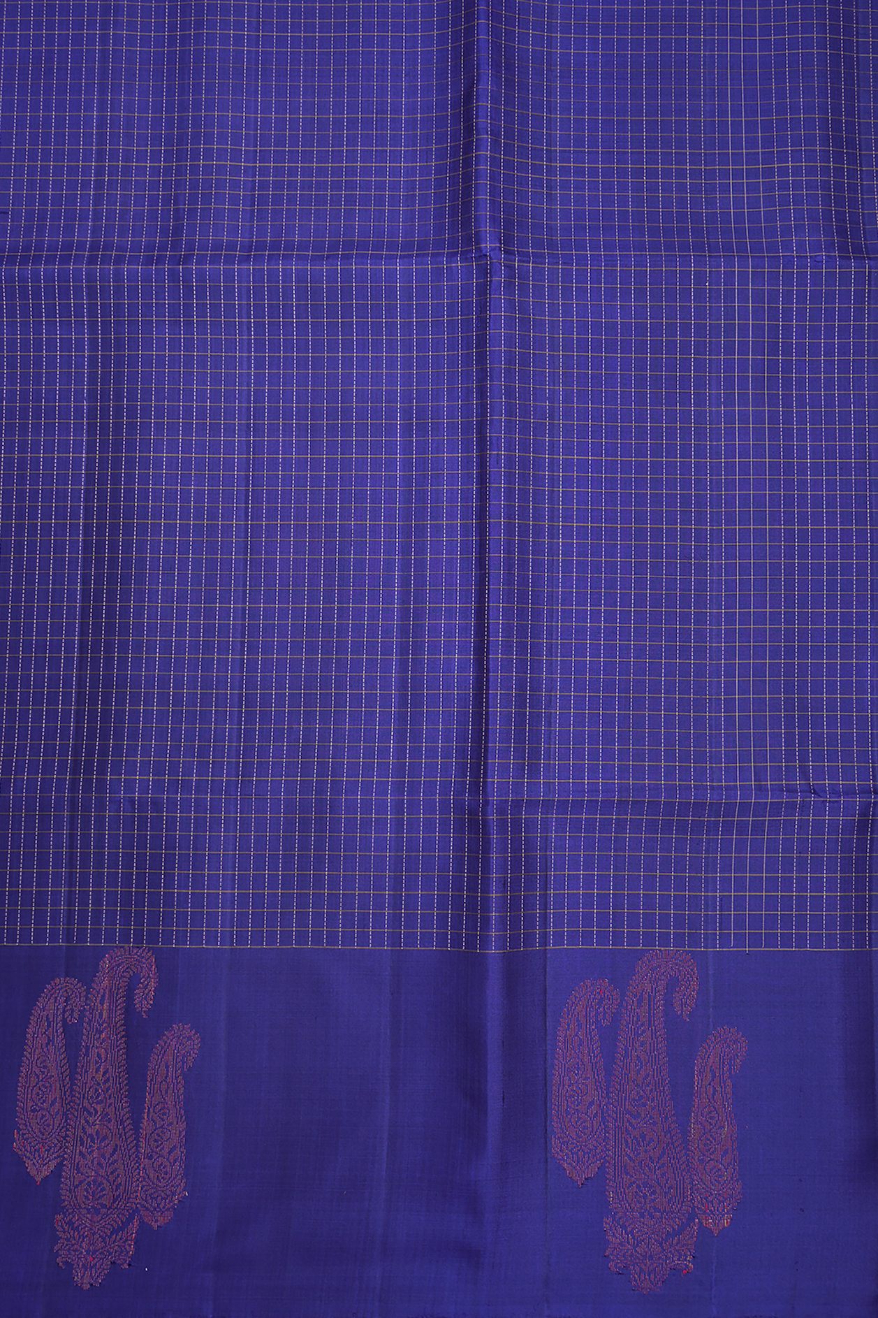 Allover Checks Design Royal Blue Soft Silk Saree