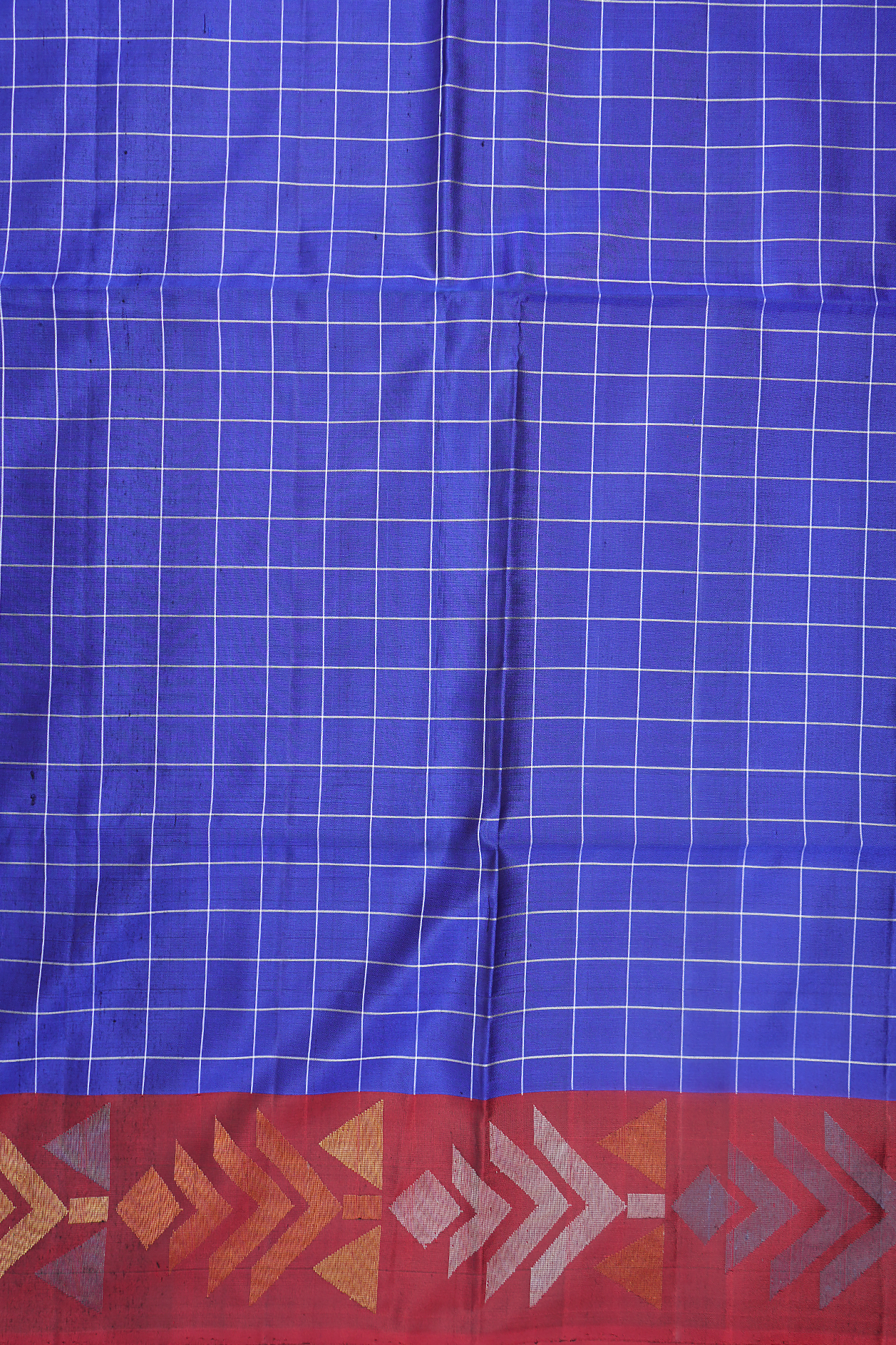 Allover Checks Design Royal Blue Soft Silk Saree