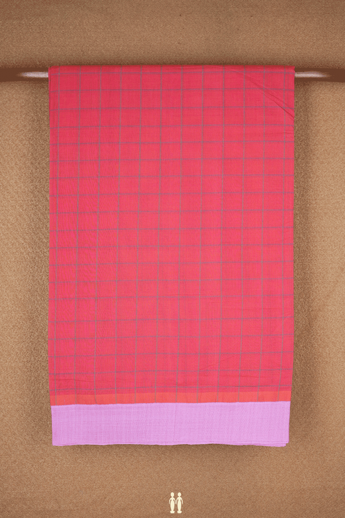 Allover Checks Design Tulip Pink Mangalagiri Cotton Saree