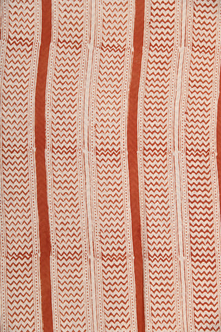Chevron Design Ochre Orange Jaipur Printed Cotton Saree