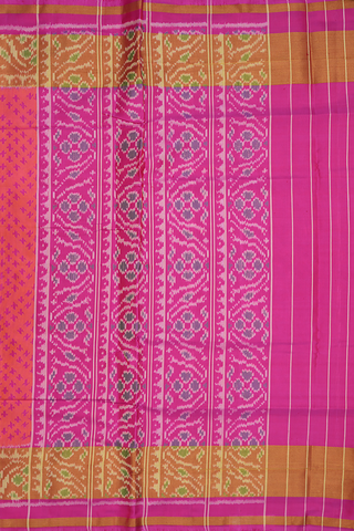 Allover Diamond Design Coral Pink Patola Silk Saree