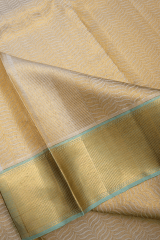 Allover Design Beige Tissue Silk Dhoti With Angavastram Set