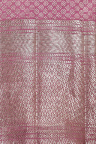 Allover Design Big Border With Floral Zari Butti Baby Pink Kanchipuram Silk Saree