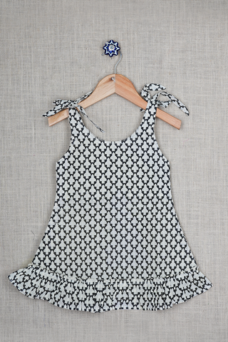 Allover Design Black And White Printed Cotton Frock