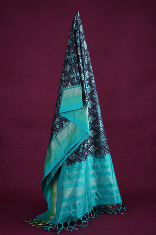 Allover Design Midnight Blue Pochampally Silk Dupatta