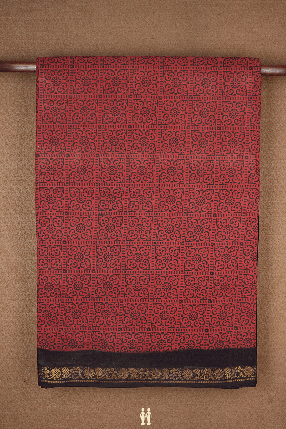 Allover Design Brick Red Nine Yards Sungudi Cotton Saree