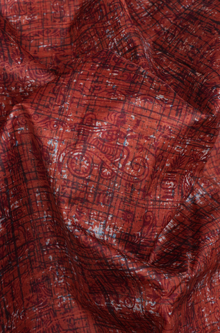Allover Design Brick Red Raw Silk Saree