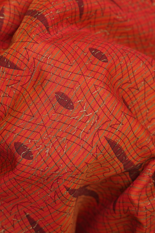 Allover Design Bright Orange Printed Cotton Saree